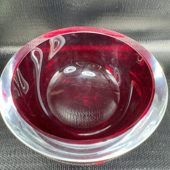 Vintage Murano Art Glass Dish Bowl Venetian Glass Thick Heavy Artist Signed VTG - Picture 4 of 12